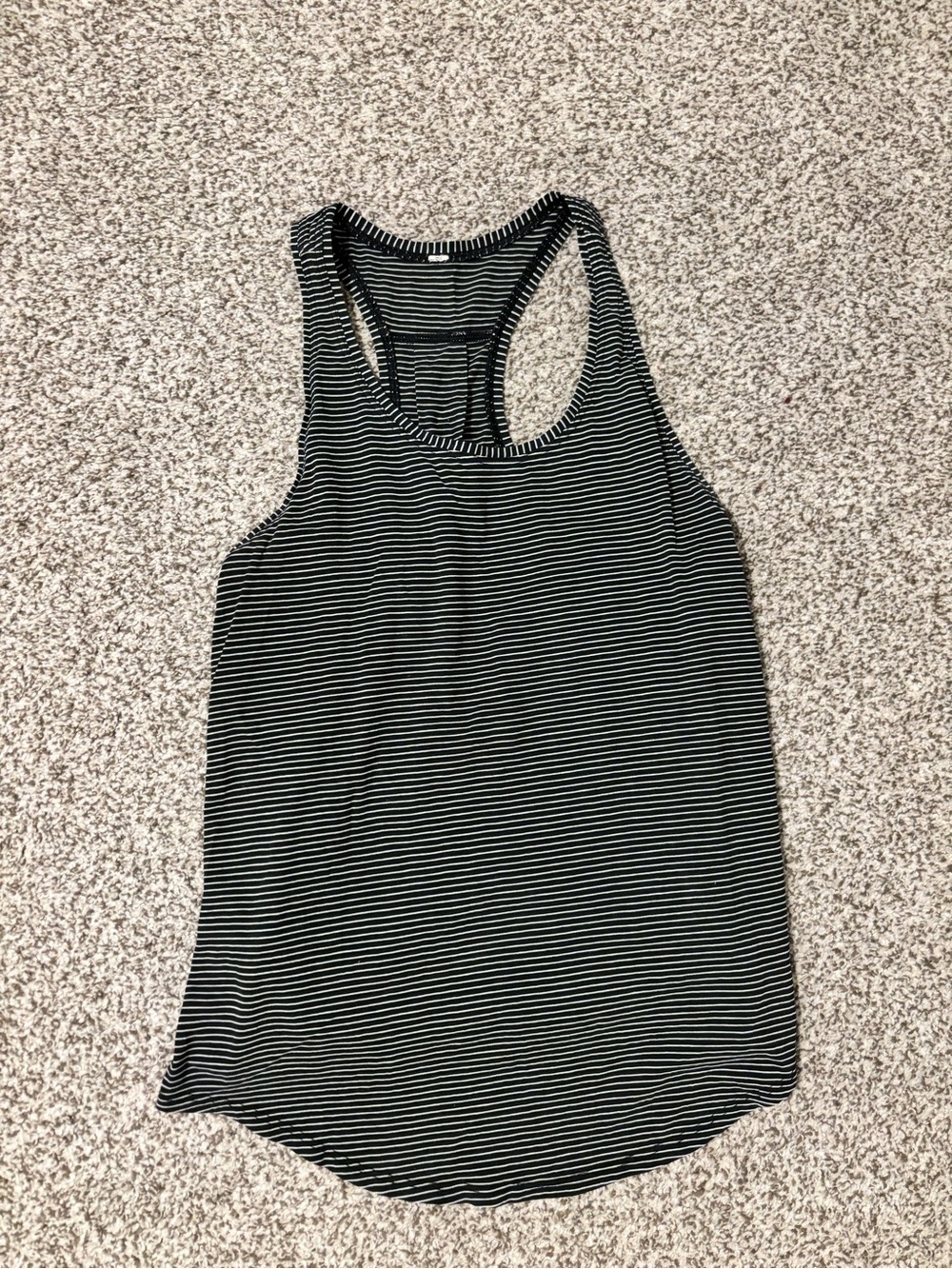 Lulu Striped Racerback Tank Top - Black & White